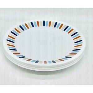 Set of 4 Corelle Payden Stripe Rimmed 6.75” round salad bread plates